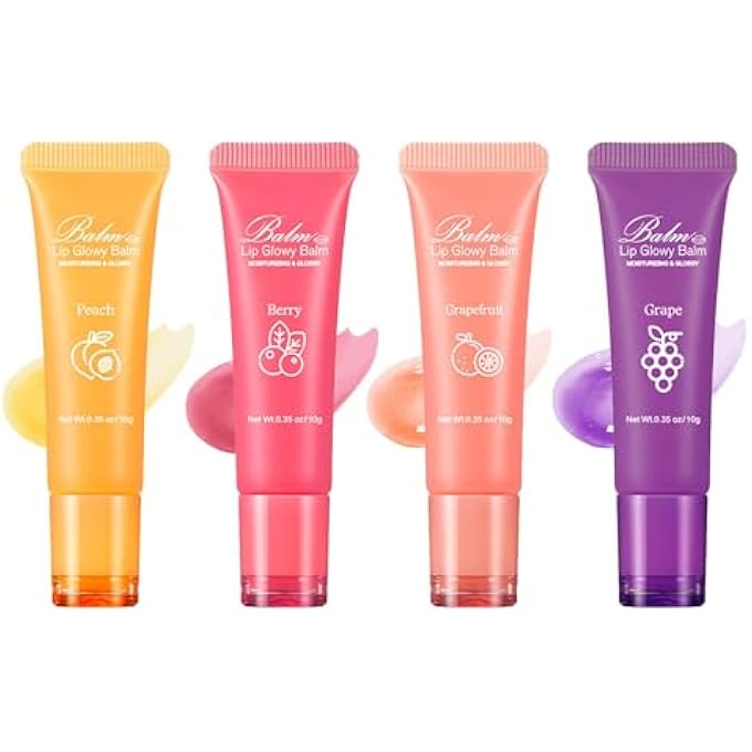 LBOYLOVE 4 PCS GLOWING FRUIT LIP BALM SET, MOISTURIZING & PLUMP LIP BALM WITH VITAMIN E, REDUCE LIP LINES, ENHANCE LIP COLOR, REPLENISHING MOISTURE AND RELIEVING DRY LIPS - Image 1